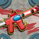 An image of New State Mobile’s Among Us-themed M416, replete with animated barrel and multi-colored crewmate muzzle.